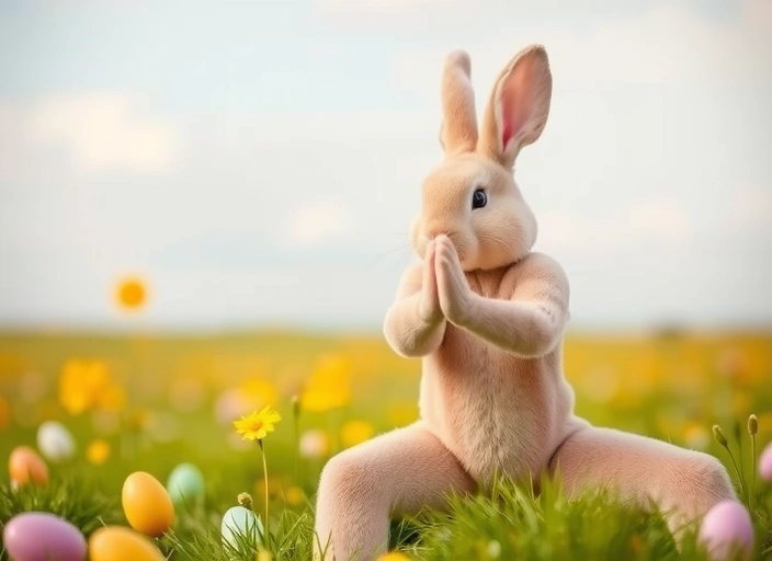 Osterhase macht Yoga